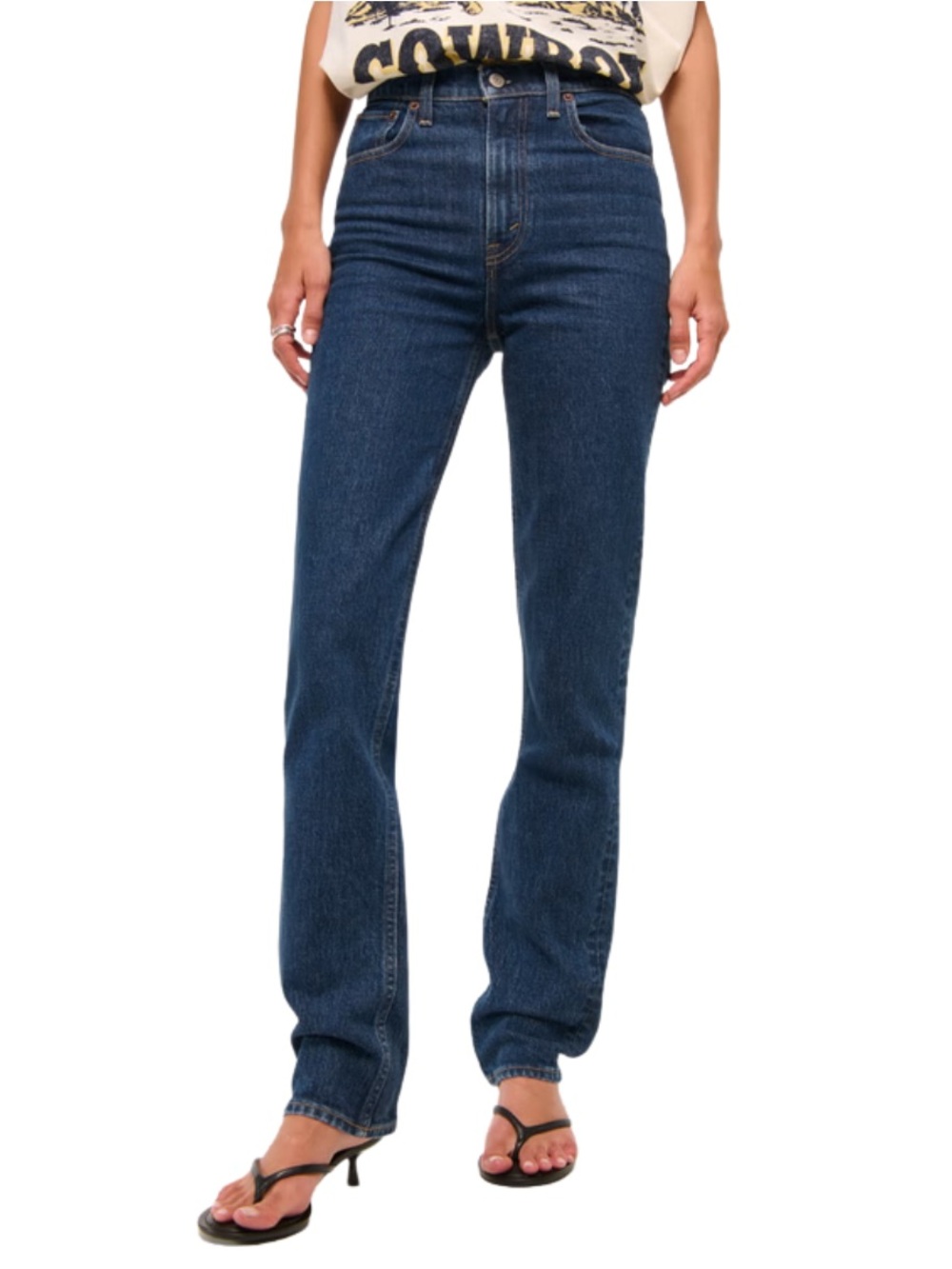 Abercrombie  The 90s Straight Ultra High Rise Jeans, Size 24, Medium Blue Wash